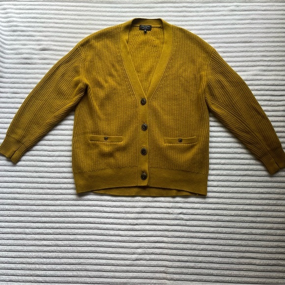 Rag & Bone Cashmere Mustard Yellow Cardigan - Picture 2 of 10